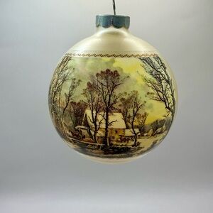 Vintage Hallmark Currier & Ives Old Grist Mill Satin Christmas Ornament 3”